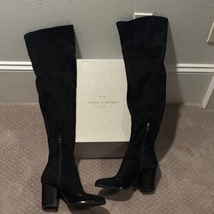 Marc Fisher Sleek Black Over-the-Knee Boots
